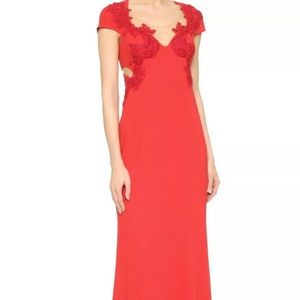 Nwt $1245 Marchesa Notte Column Gown Red Dress 10